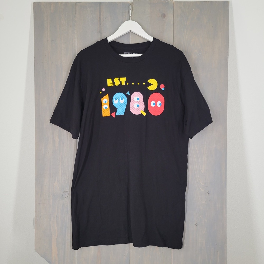 Pac-Man Graphic T-Shirt Mens XLT Black Est 1980 Retro Gaming Tee